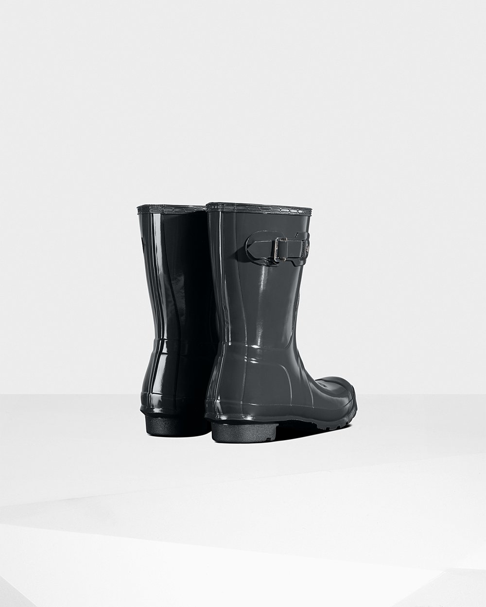 Womens Short Rain Boots - Hunter Original Gloss (41BYHUERP) - Deep Green